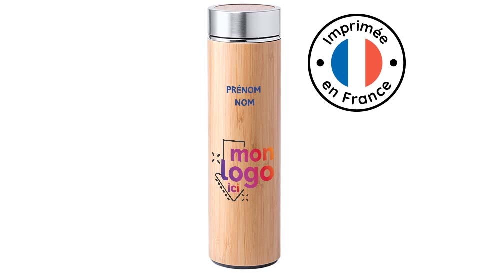 Gourde isotherme personnalisable photo prénom logo - Inox, 50 cL -  Personnalisé en France